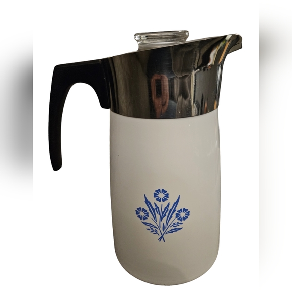 Corningware Other - Vintage 9 Cup Corning Cornflower Blue Stove Top Coffee Pot Percolator Complete